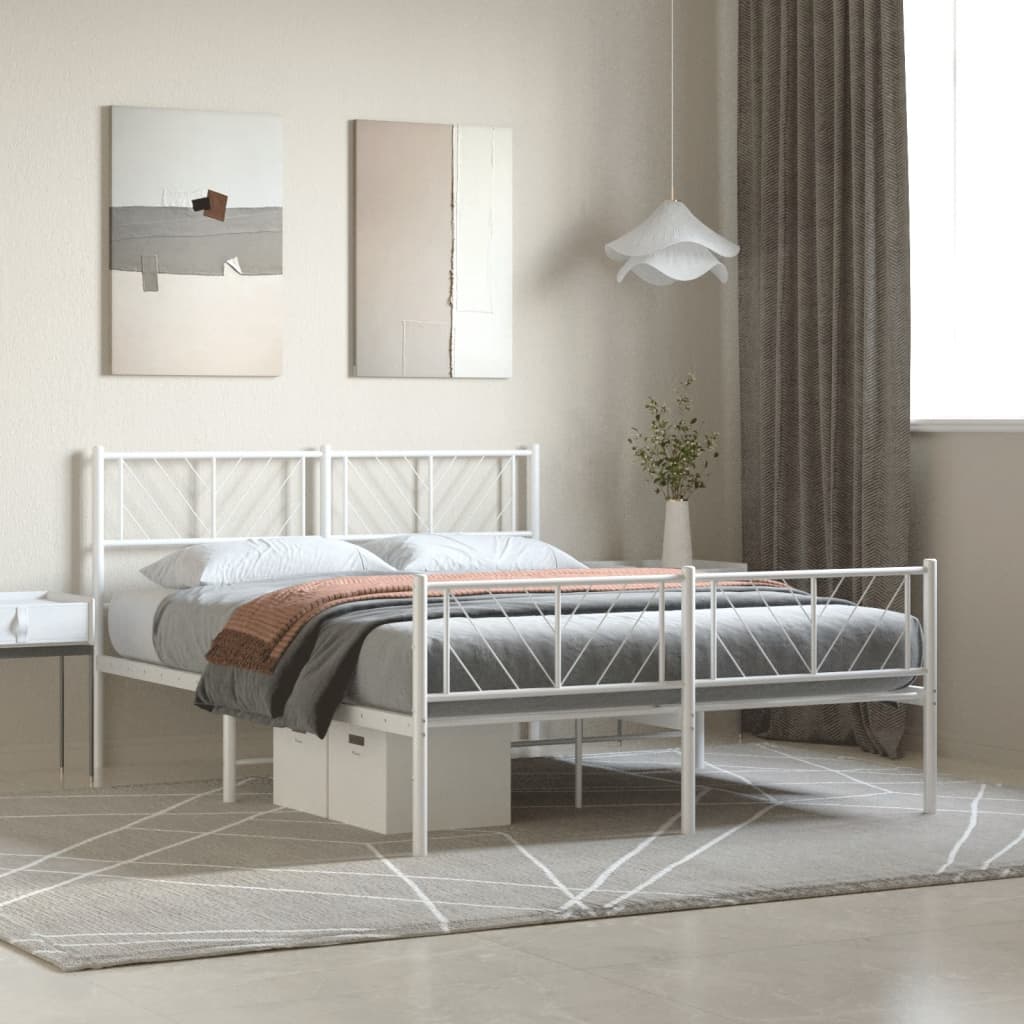 Metalni okvir kreveta uzglavlje i podnožje bijeli 140 x 190 cm