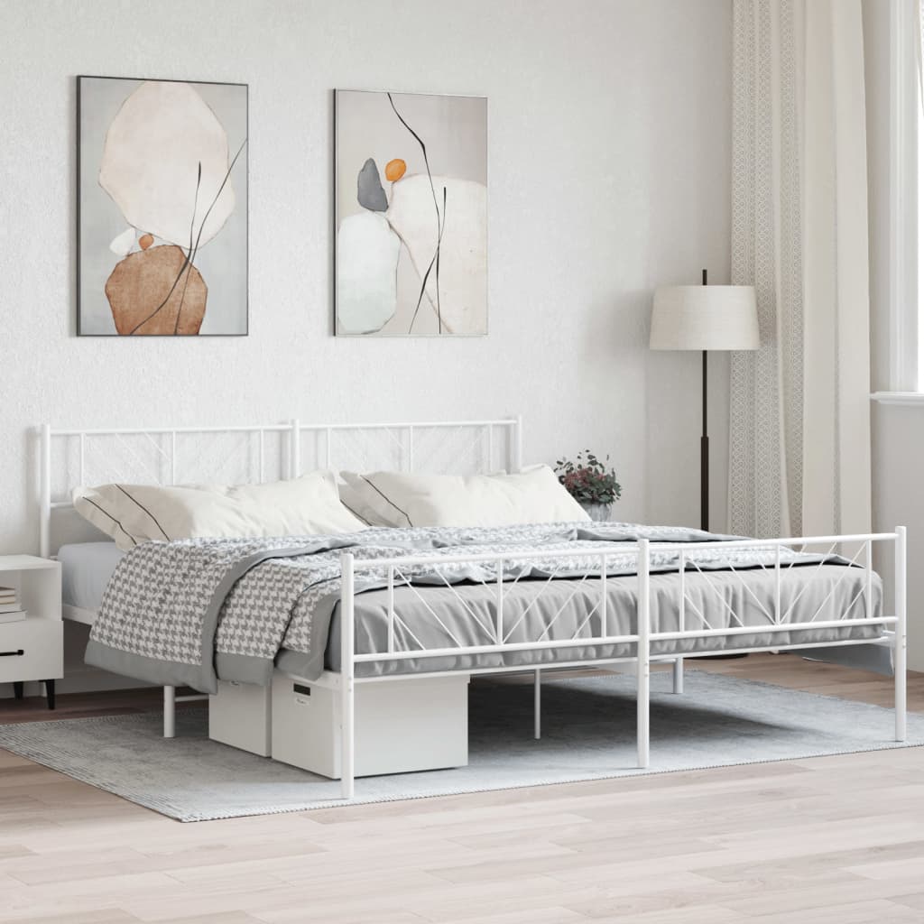 Metalni okvir kreveta uzglavlje i podnožje bijeli 180x200 cm