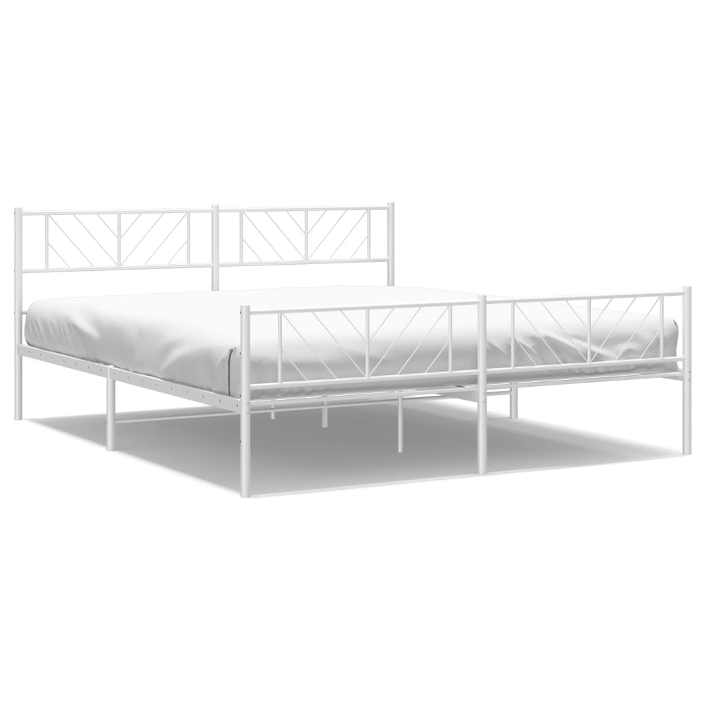 Metalni okvir kreveta uzglavlje i podnožje bijeli 183x213 cm