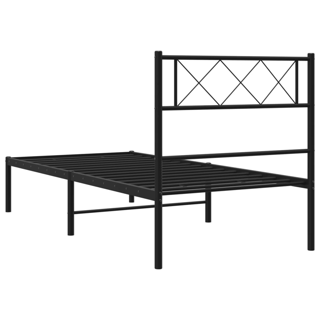 Metalni okvir za krevet s uzglavljem crni 80x200 cm