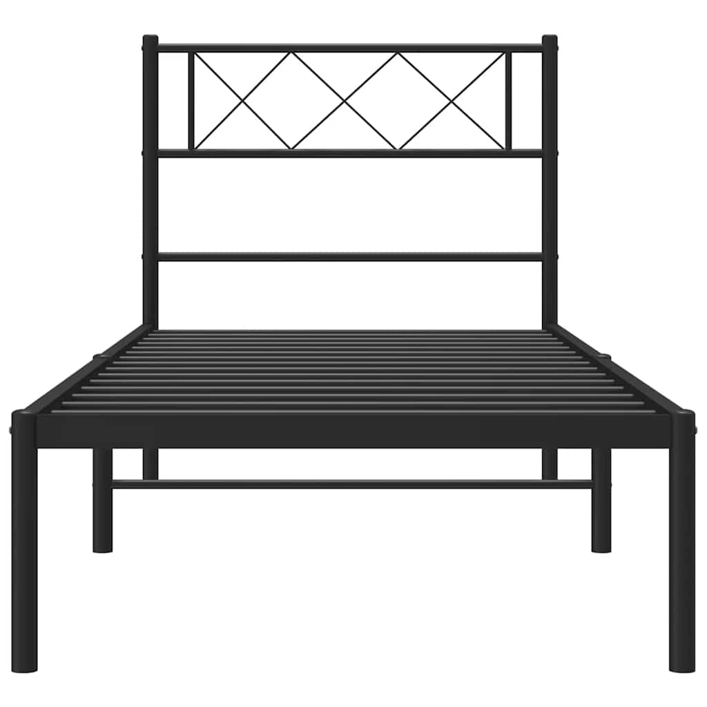 Metalni okvir za krevet s uzglavljem crni 100x200 cm