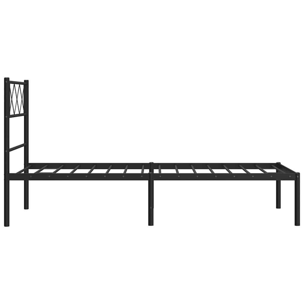Metalni okvir za krevet s uzglavljem crni 100x200 cm