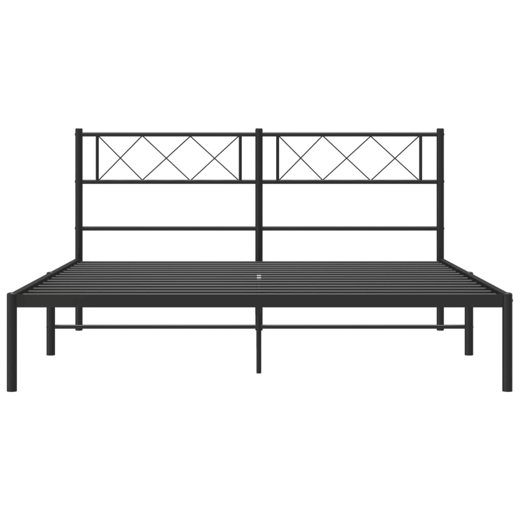 Metalni okvir za krevet s uzglavljem crni 120x190 cm