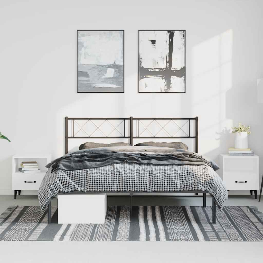 Metalni okvir za krevet s uzglavljem crni 135x190 cm