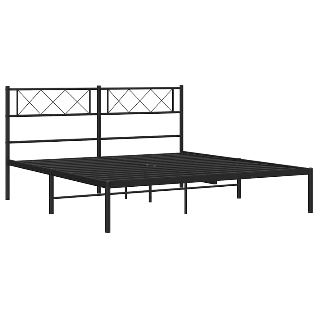 Metalni okvir za krevet s uzglavljem crni 135x190 cm
