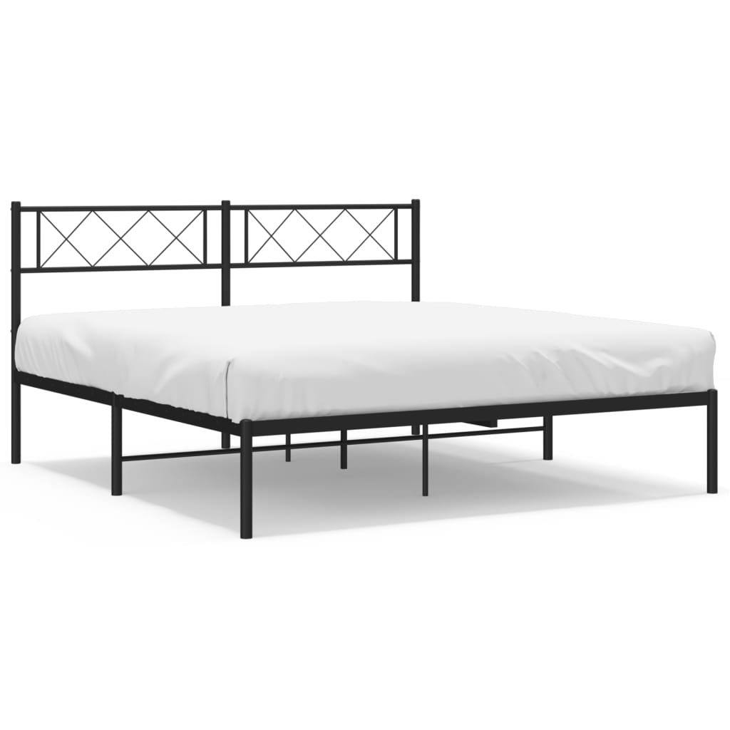 Metalni okvir za krevet s uzglavljem crni 140x190 cm