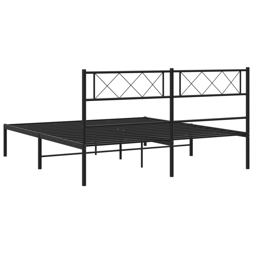 Metalni okvir za krevet s uzglavljem crni 140x190 cm