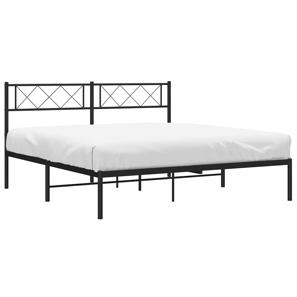 Metalni okvir za krevet s uzglavljem crni 150x200 cm