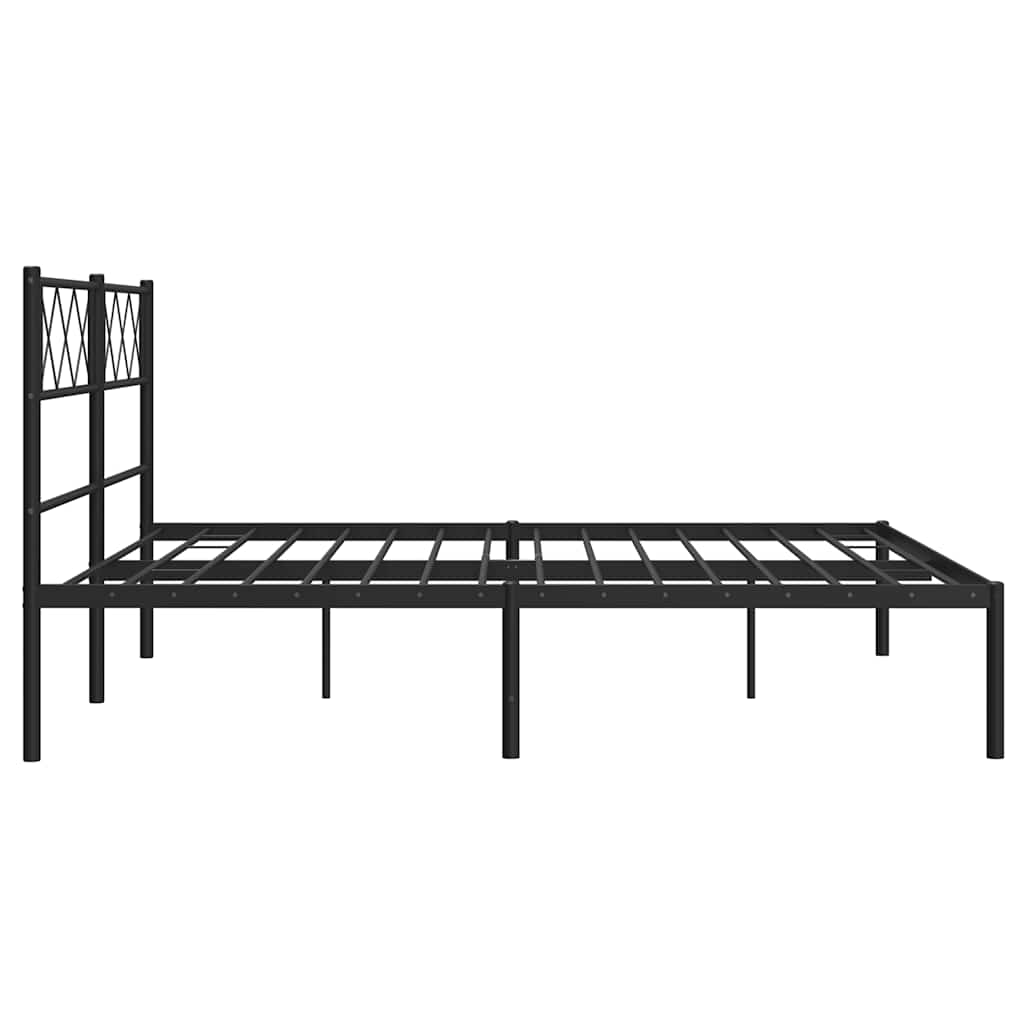 Metalni okvir za krevet s uzglavljem crni 150x200 cm