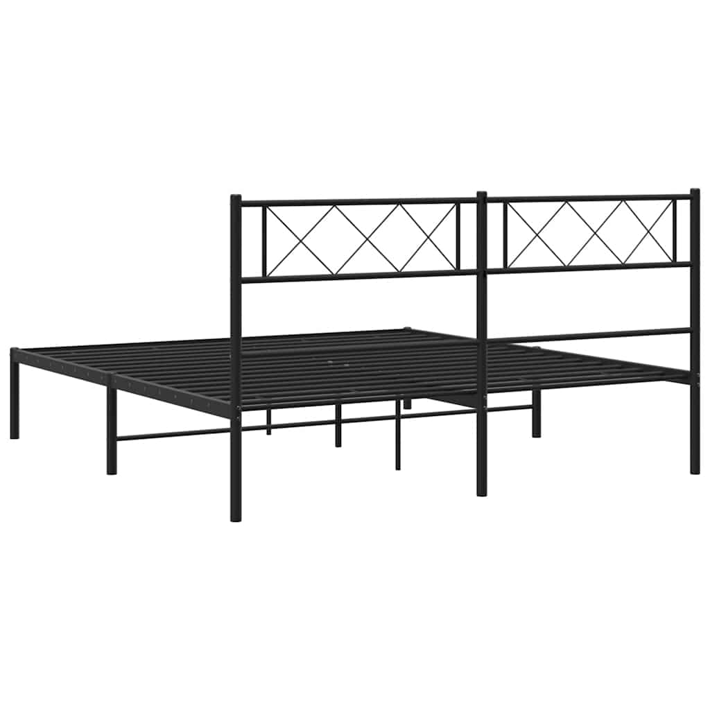 Metalni okvir za krevet s uzglavljem crni 160x200 cm