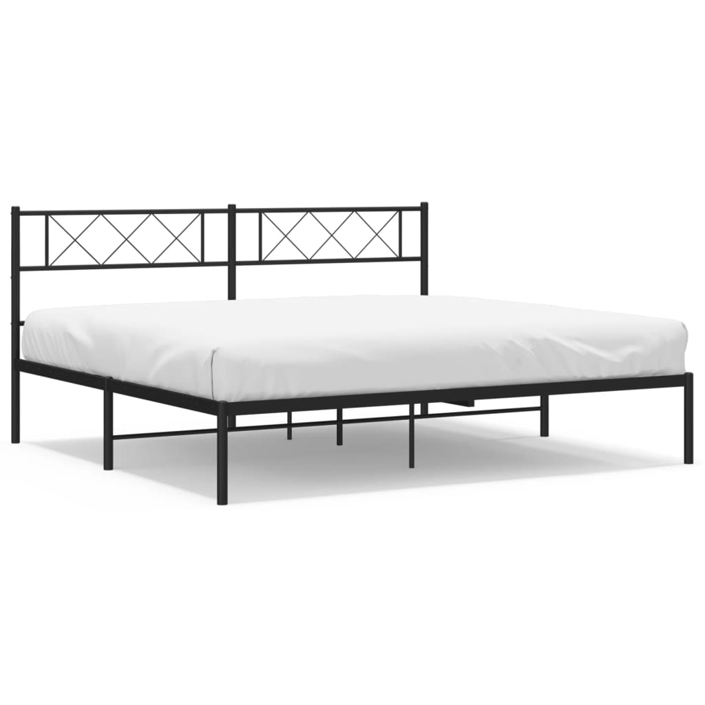 Metalni okvir za krevet s uzglavljem crni 180x200 cm