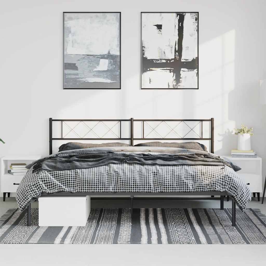 Metalni okvir za krevet s uzglavljem crni 183x213 cm