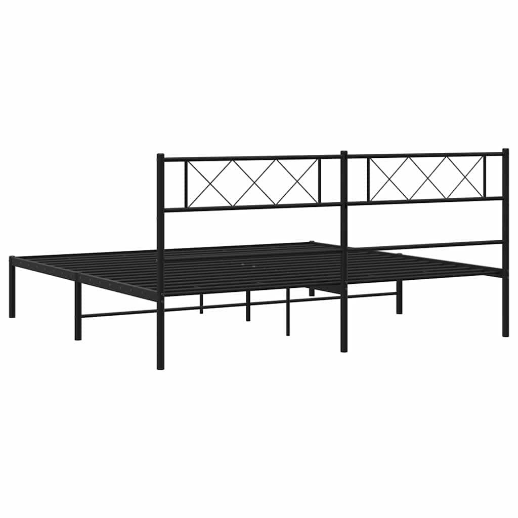 Metalni okvir za krevet s uzglavljem crni 183x213 cm
