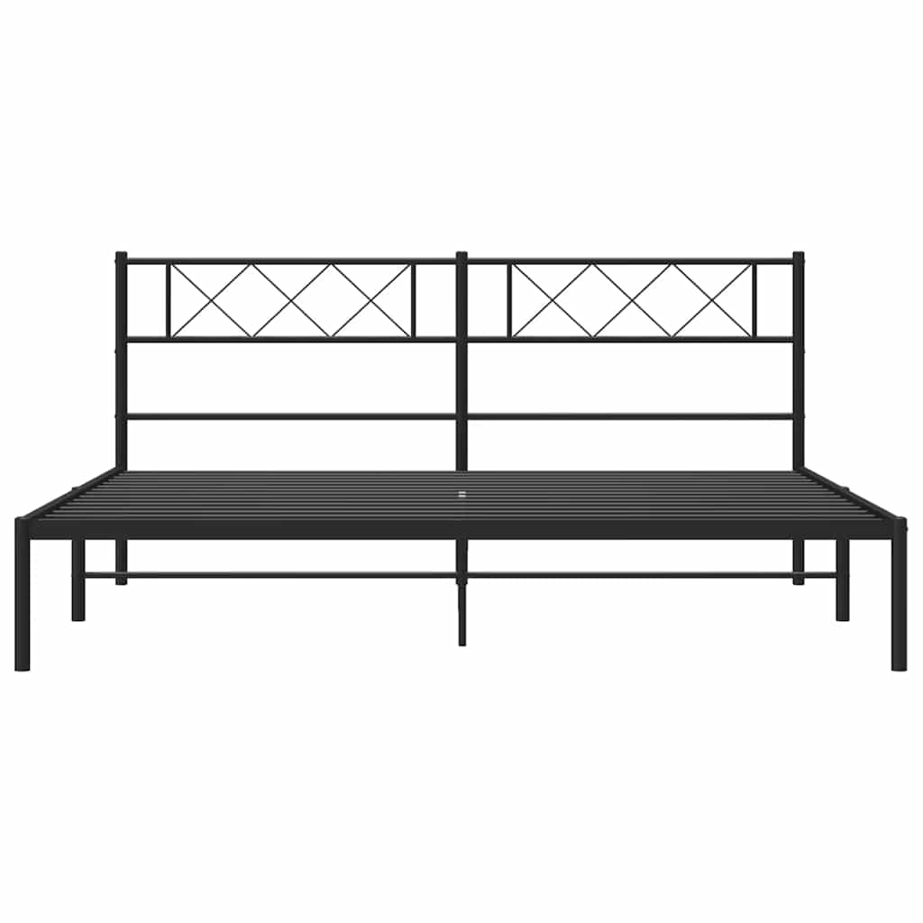 Metalni okvir za krevet s uzglavljem crni 193x203 cm