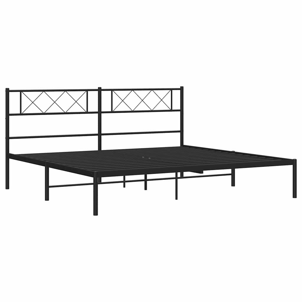 Metalni okvir za krevet s uzglavljem crni 193x203 cm