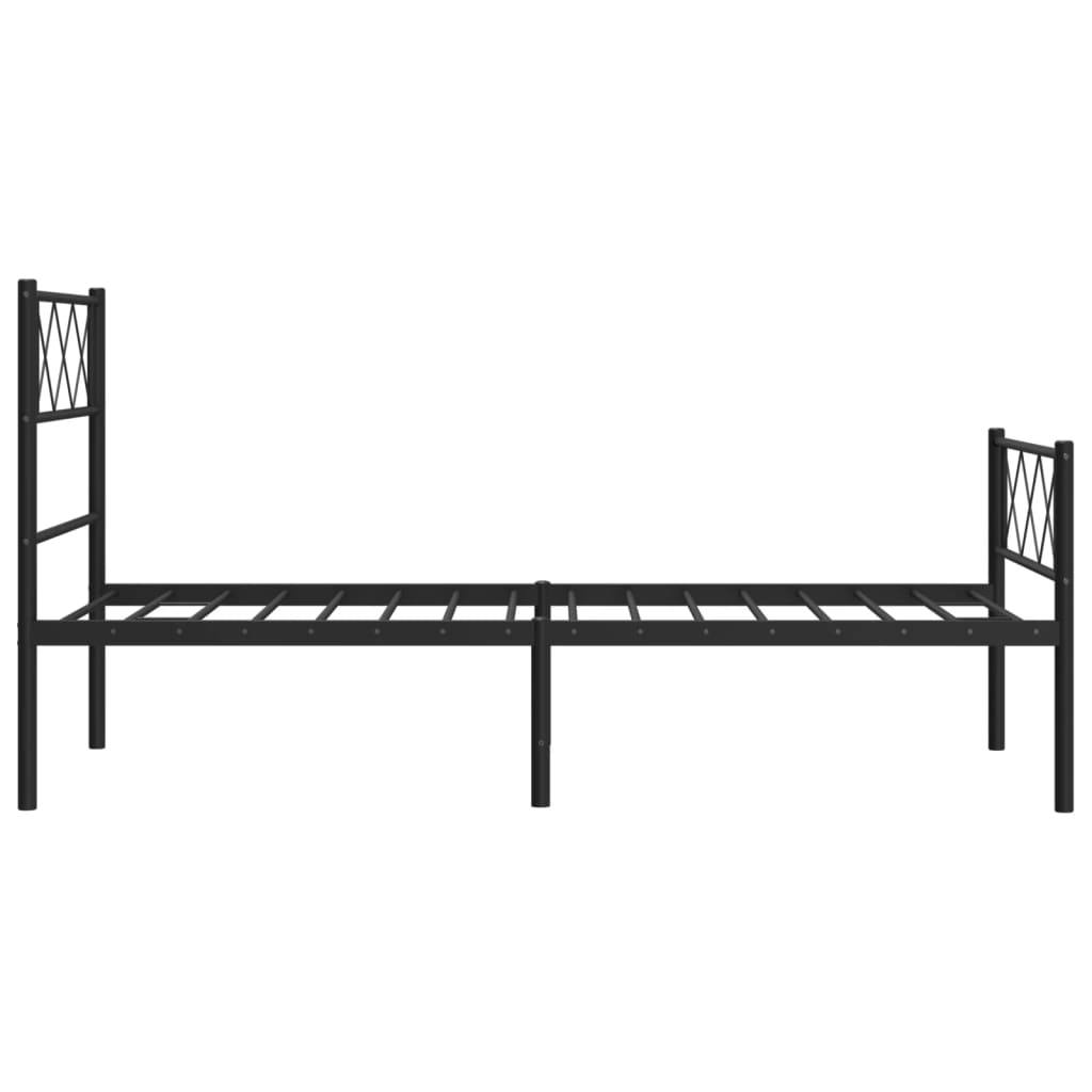 Metalni okvir kreveta uzglavlje i podnožje crni 90x190 cm