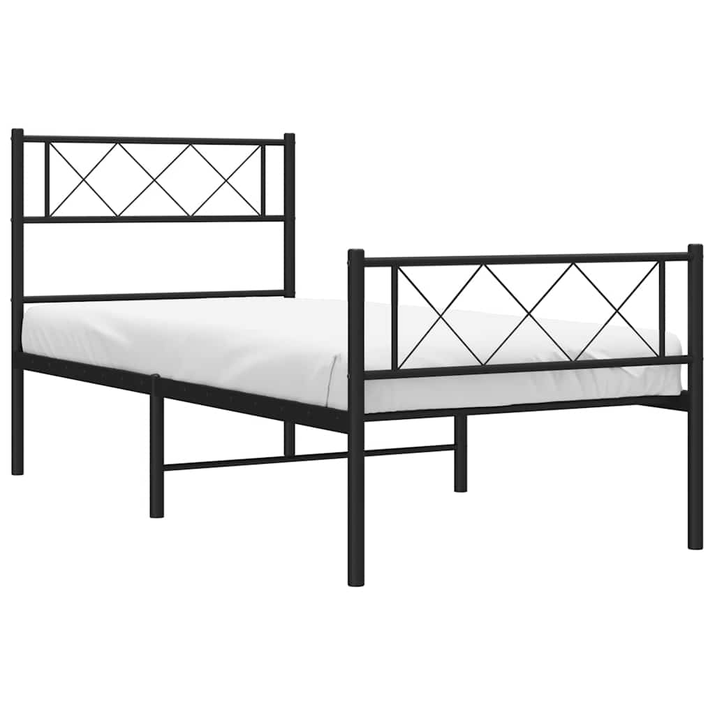 Metalni okvir kreveta uzglavlje i podnožje crni 100x190 cm
