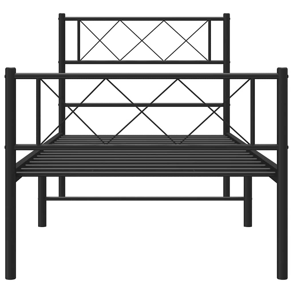 Metalni okvir kreveta uzglavlje i podnožje crni 100x190 cm