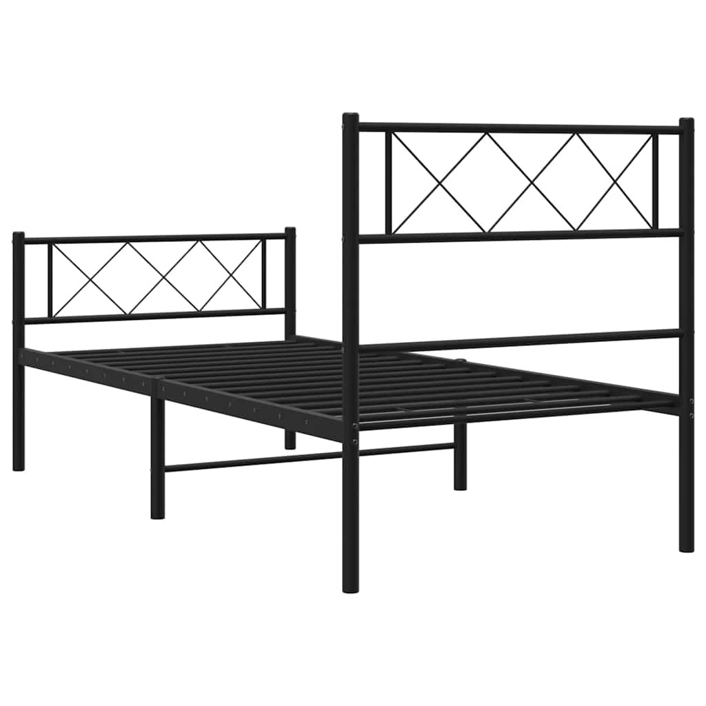 Metalni okvir kreveta uzglavlje i podnožje crni 100x200 cm