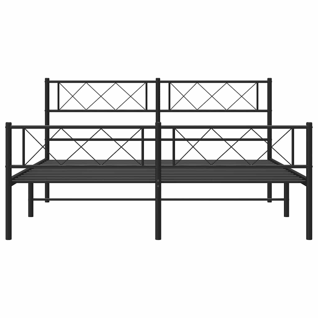 Metalni okvir kreveta uzglavlje i podnožje crni 120x190 cm