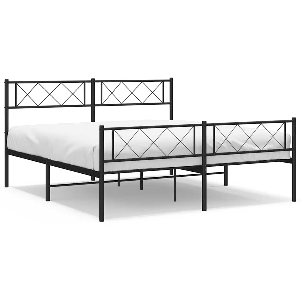 Metalni okvir kreveta uzglavlje i podnožje crni 120x200 cm