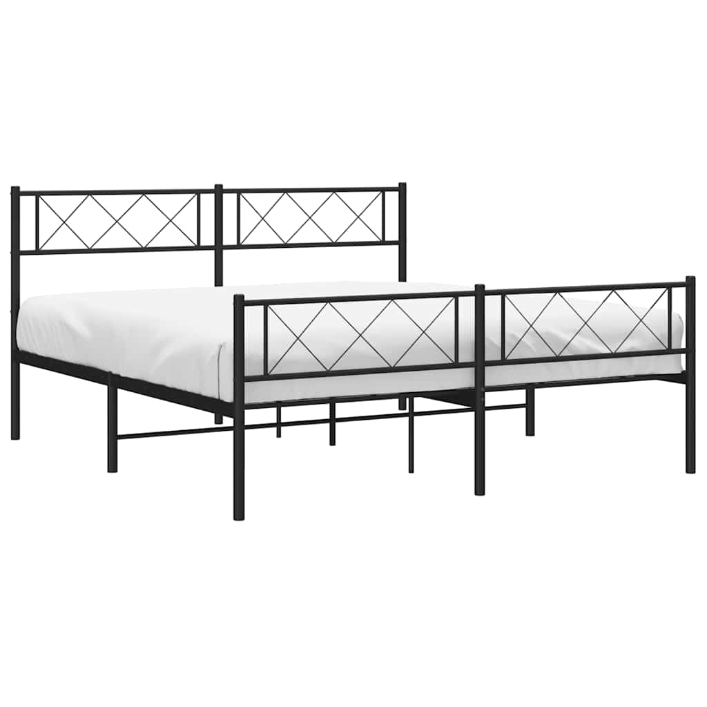 Metalni okvir kreveta uzglavlje i podnožje crni 120x200 cm