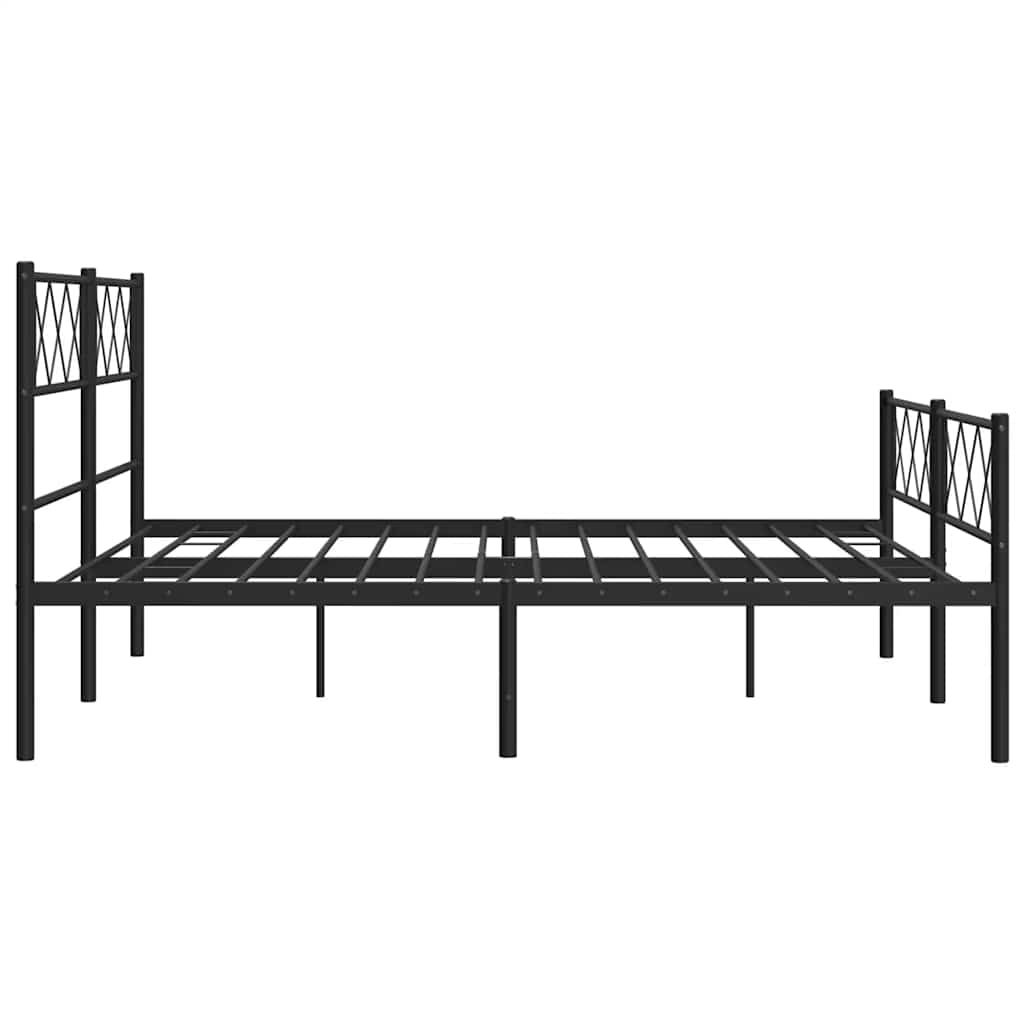 Metalni okvir kreveta uzglavlje i podnožje crni 135x190 cm