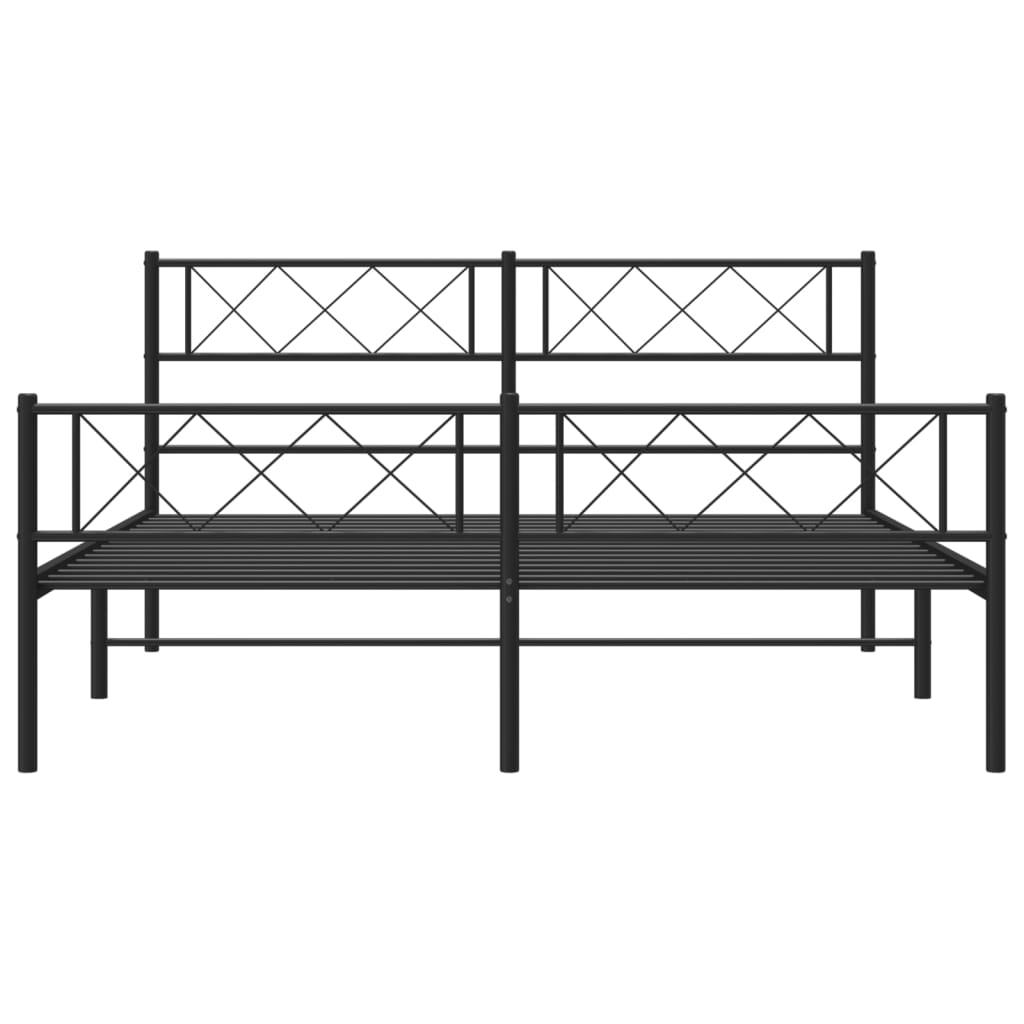 Metalni okvir kreveta uzglavlje i podnožje crni 140x190 cm