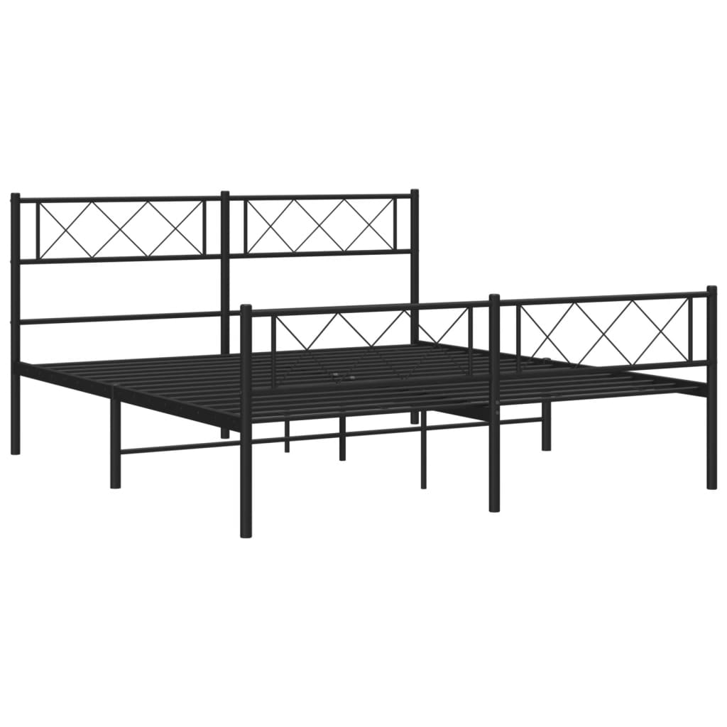 Metalni okvir kreveta uzglavlje i podnožje crni 140x190 cm