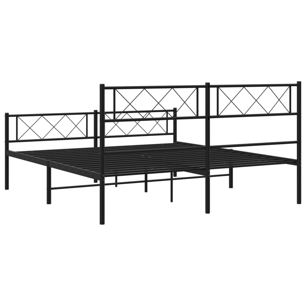Metalni okvir kreveta uzglavlje i podnožje crni 140x190 cm