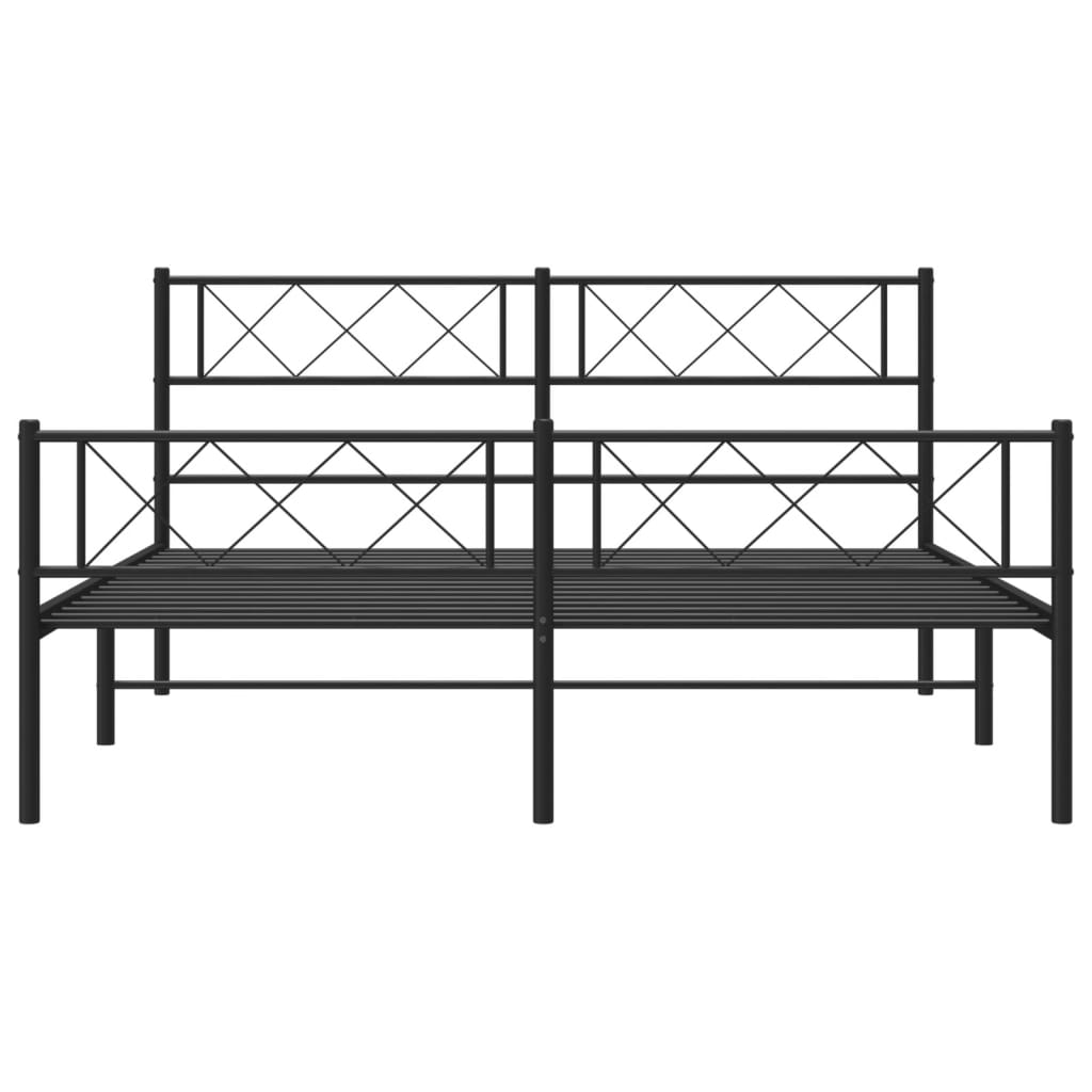 Metalni okvir kreveta uzglavlje i podnožje crni 140x200 cm