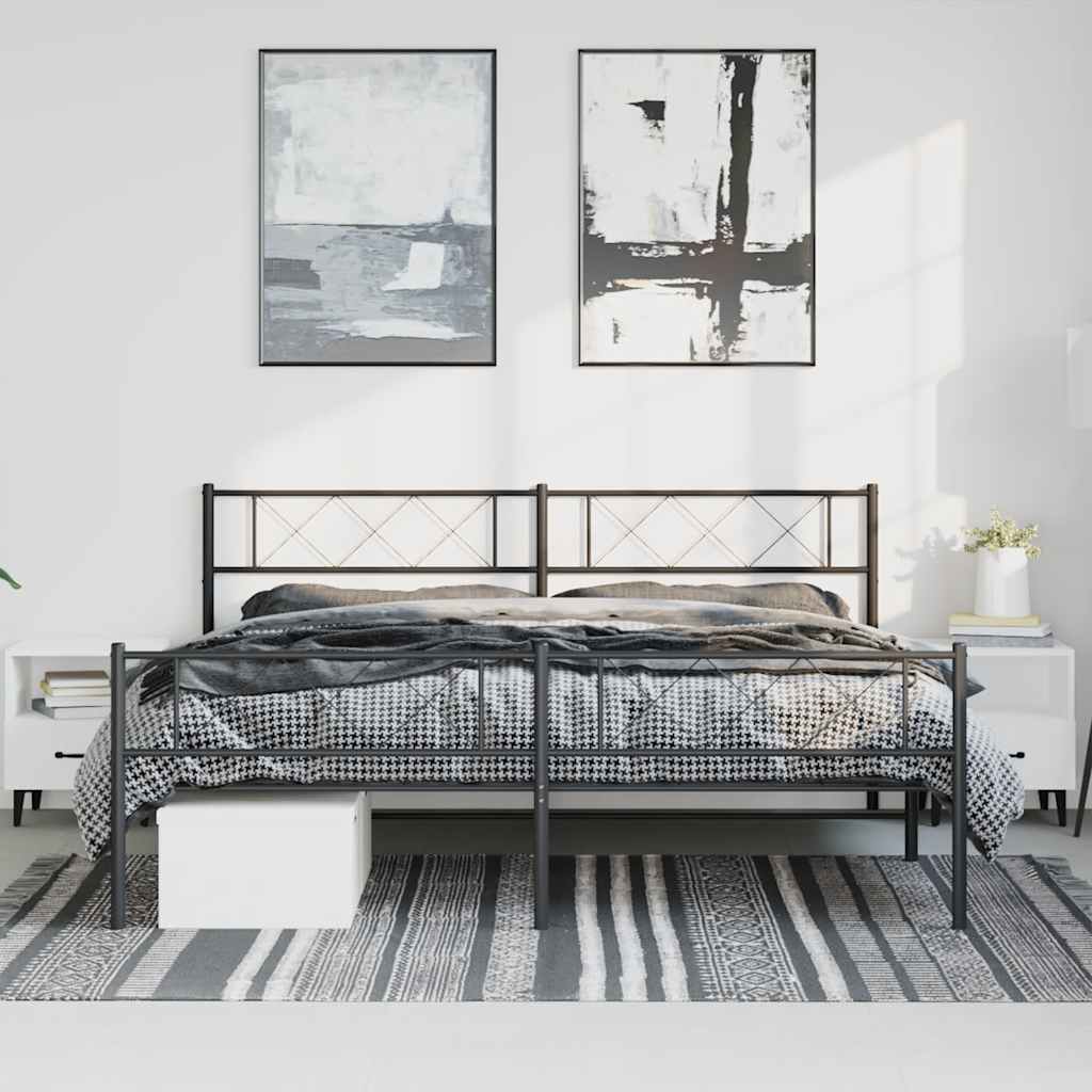 Metalni okvir kreveta uzglavlje i podnožje crni 183x213 cm