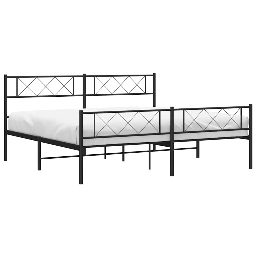 Metalni okvir kreveta uzglavlje i podnožje crni 183x213 cm