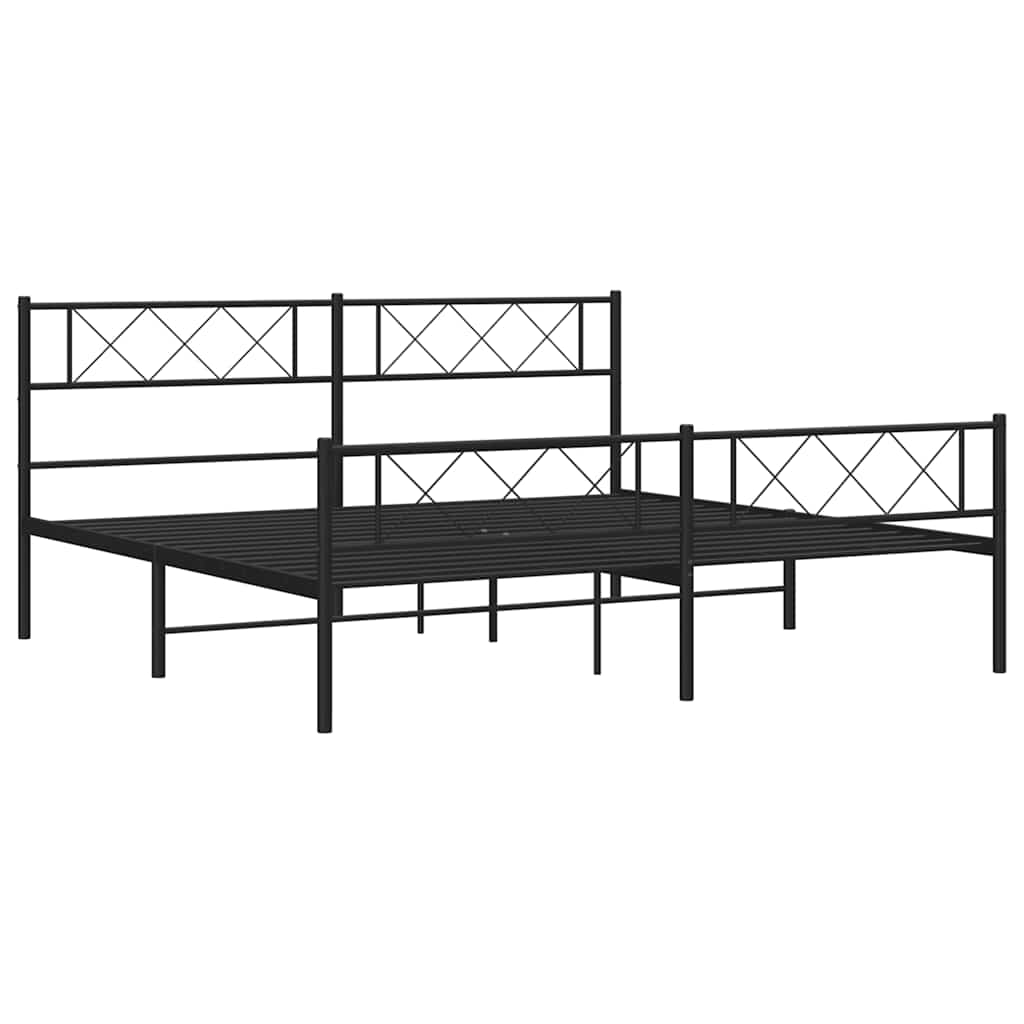Metalni okvir kreveta uzglavlje i podnožje crni 183x213 cm