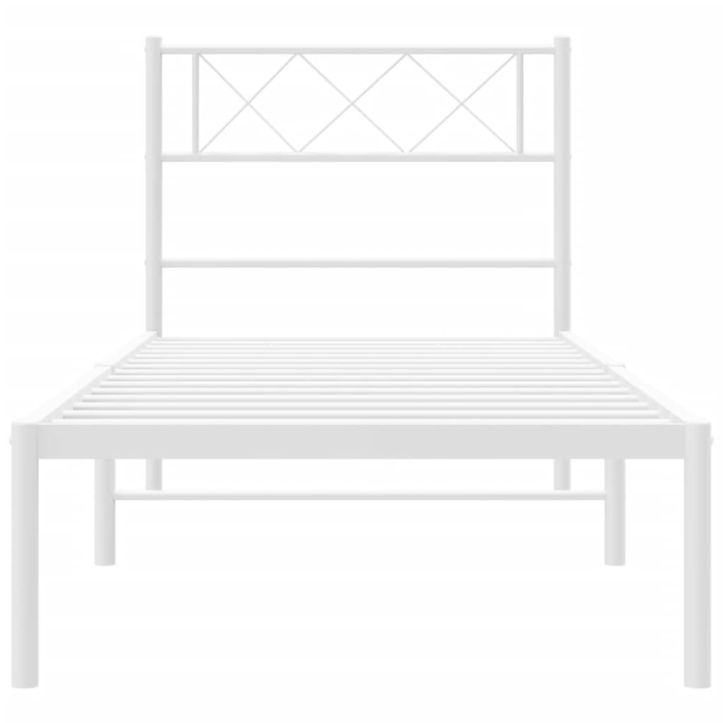 Metalni okvir za krevet s uzglavljem bijeli 80x200 cm