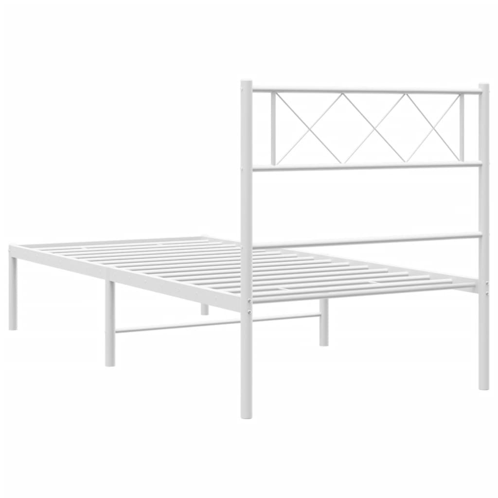 Metalni okvir za krevet s uzglavljem bijeli 90 x 190 cm