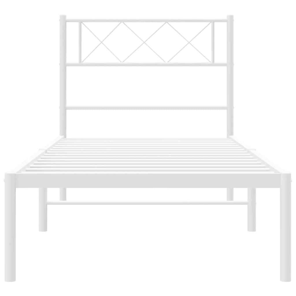 Metalni okvir za krevet s uzglavljem bijeli 100x190 cm