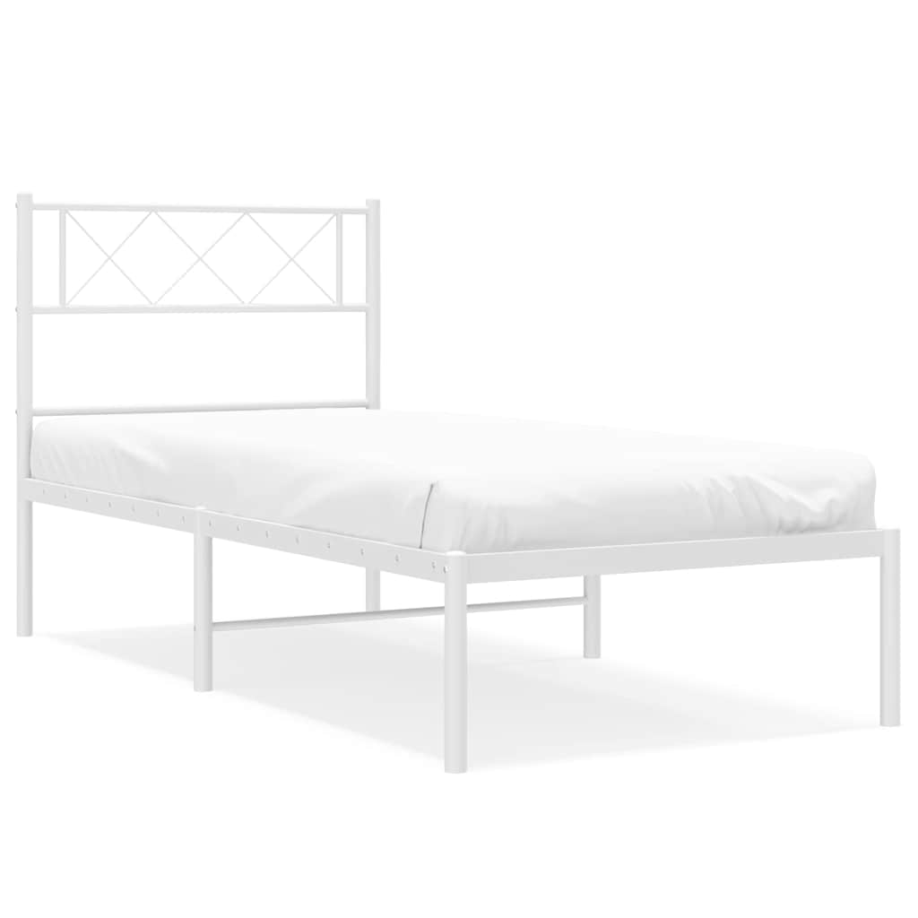 Metalni okvir za krevet s uzglavljem bijeli 100x200 cm