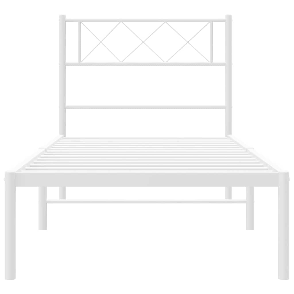 Metalni okvir za krevet s uzglavljem bijeli 100x200 cm