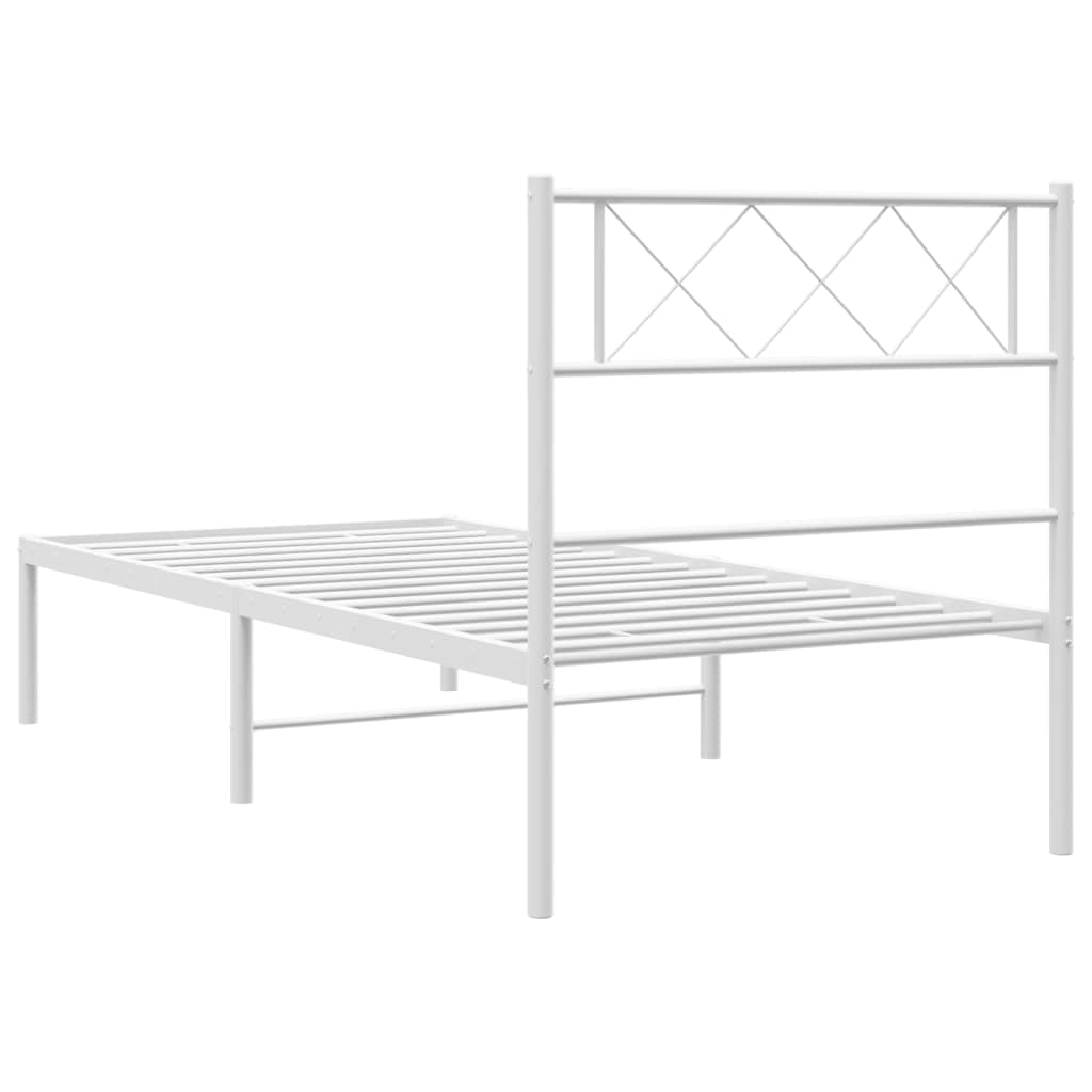 Metalni okvir za krevet s uzglavljem bijeli 100x200 cm