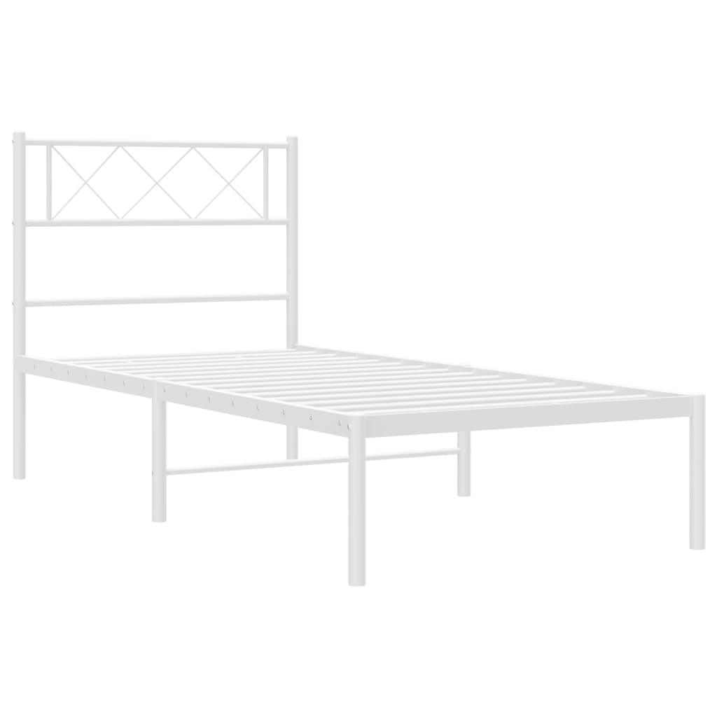 Metalni okvir za krevet s uzglavljem bijeli 107x203 cm