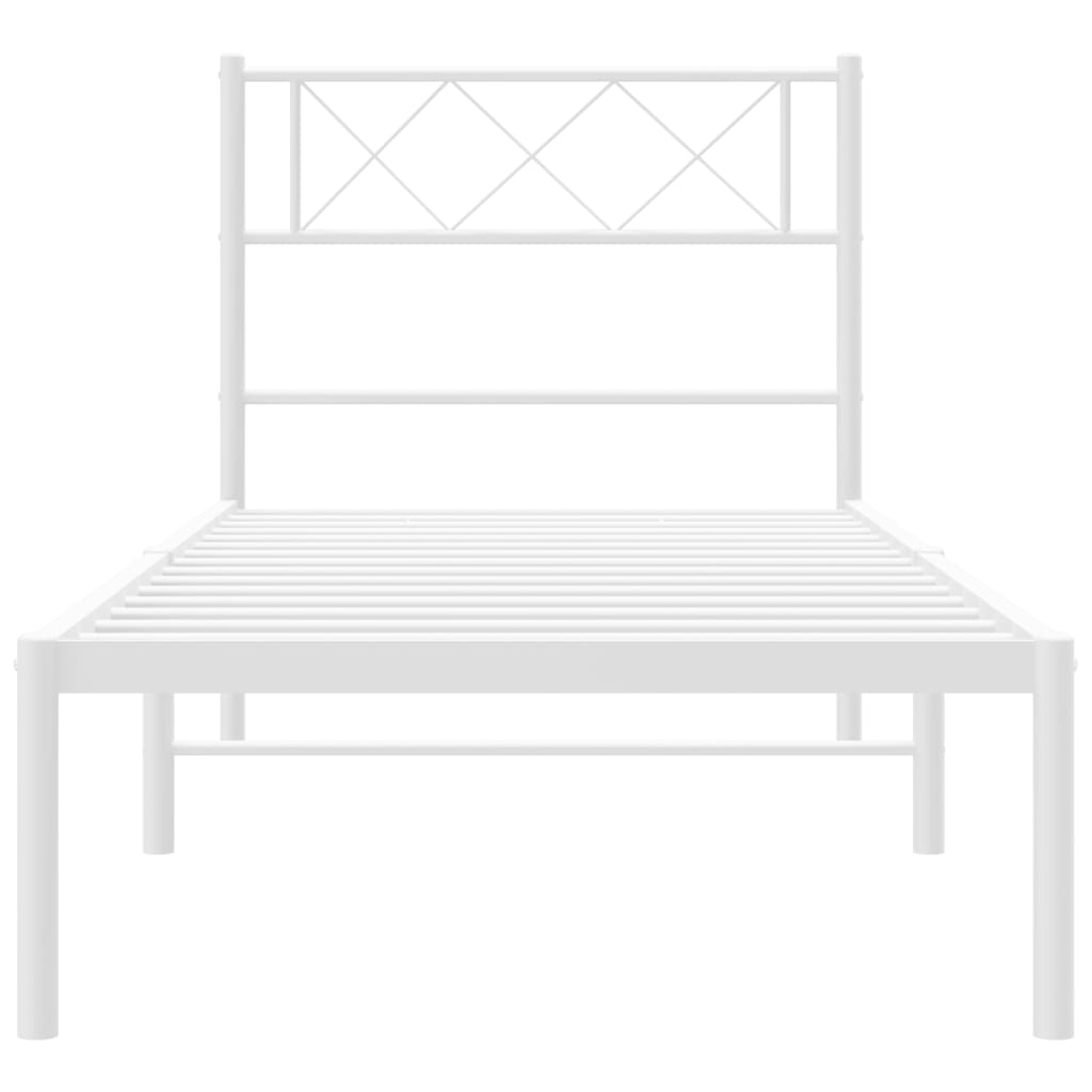 Metalni okvir za krevet s uzglavljem bijeli 107x203 cm