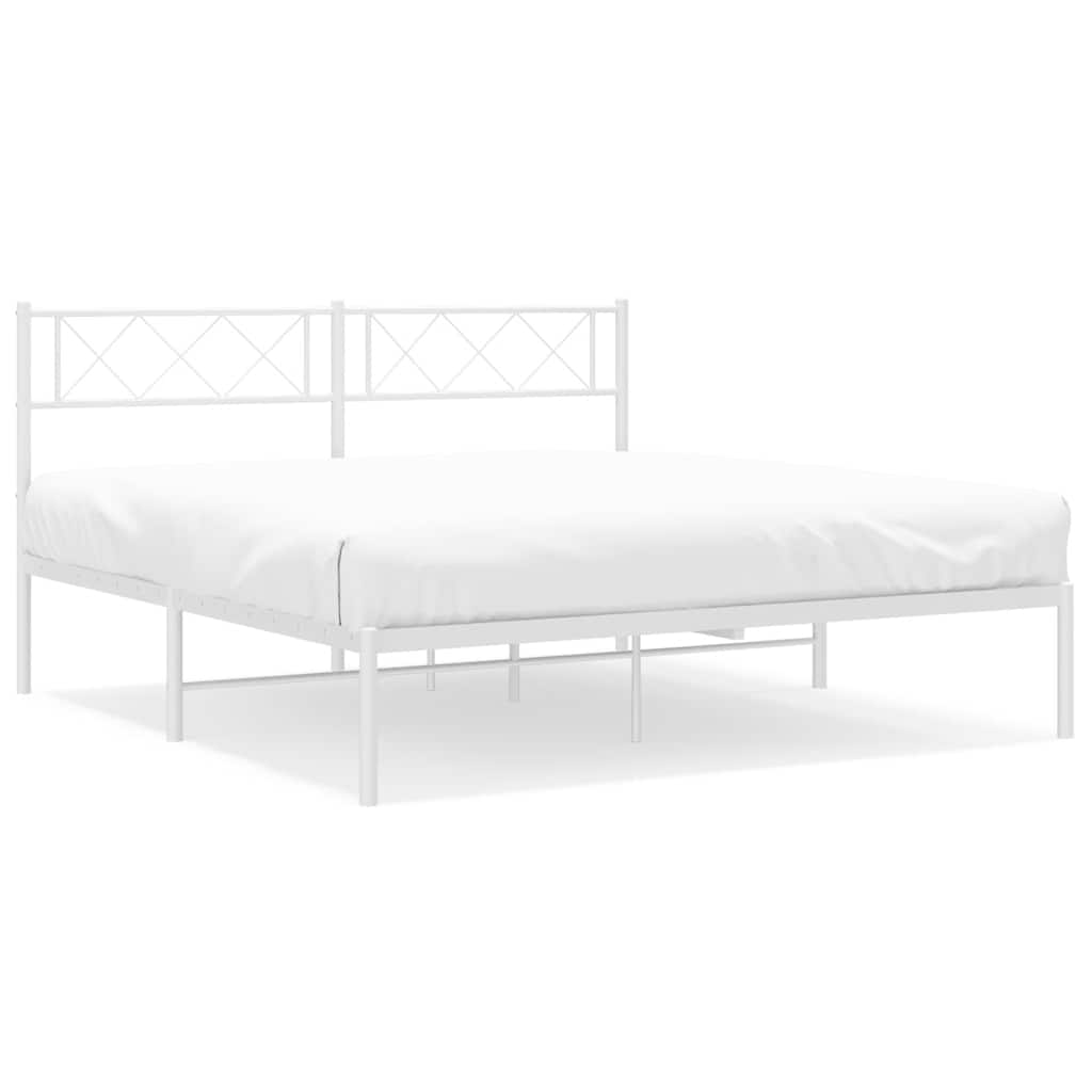 Metalni okvir za krevet s uzglavljem bijeli 135x190 cm
