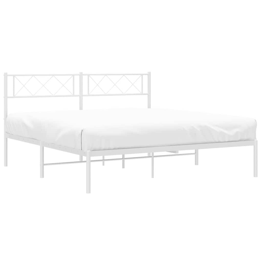 Metalni okvir za krevet s uzglavljem bijeli 135x190 cm