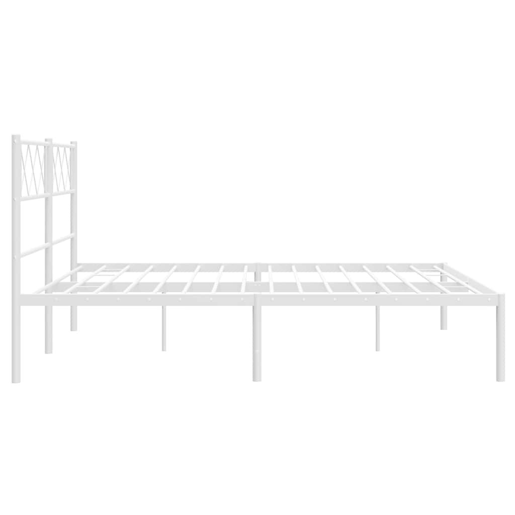 Metalni okvir za krevet s uzglavljem bijeli 135x190 cm