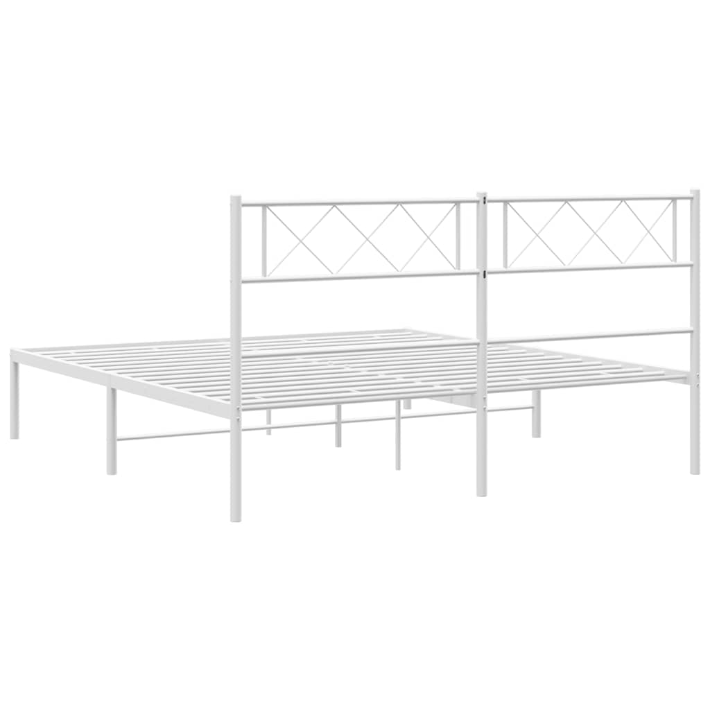 Metalni okvir za krevet s uzglavljem bijeli 135x190 cm