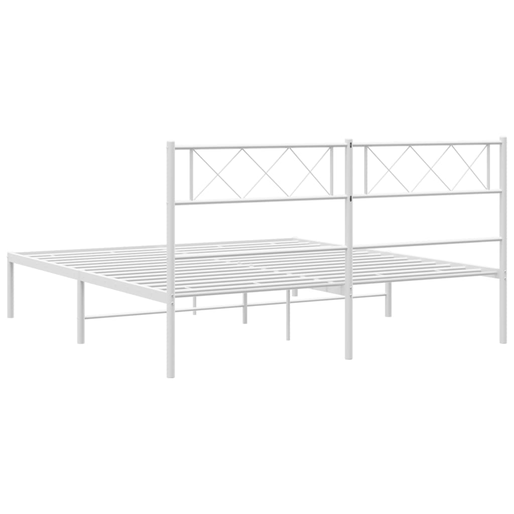 Metalni okvir za krevet s uzglavljem bijeli 140 x 200 cm