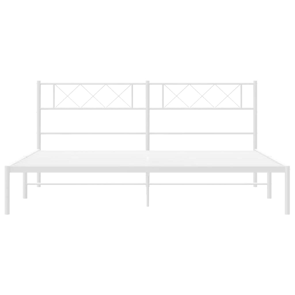 Metalni okvir za krevet s uzglavljem bijeli 193x203 cm