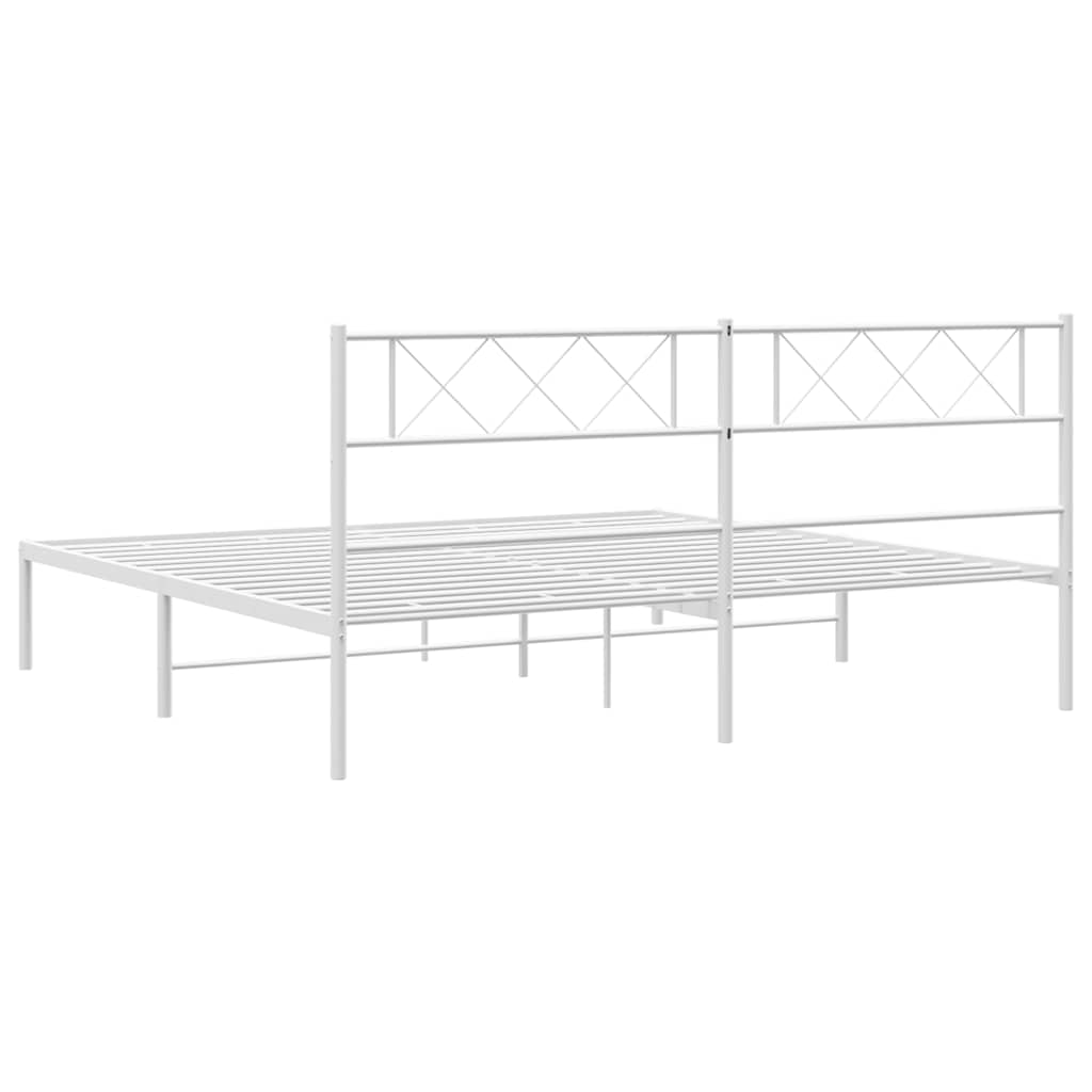 Metalni okvir za krevet s uzglavljem bijeli 193x203 cm