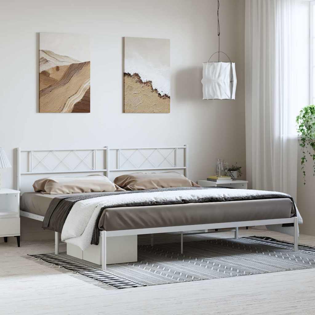 Metalni okvir za krevet s uzglavljem bijeli 193x203 cm